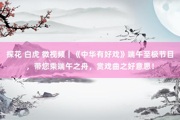 探花 白虎 微视频｜《中华有好戏》端午至极节目，带您乘端午之舟，赏戏曲之好意思！
