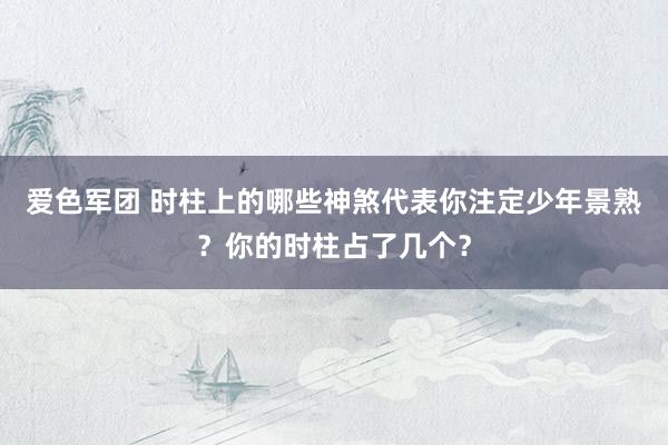 爱色军团 时柱上的哪些神煞代表你注定少年景熟？你的时柱占了几个？