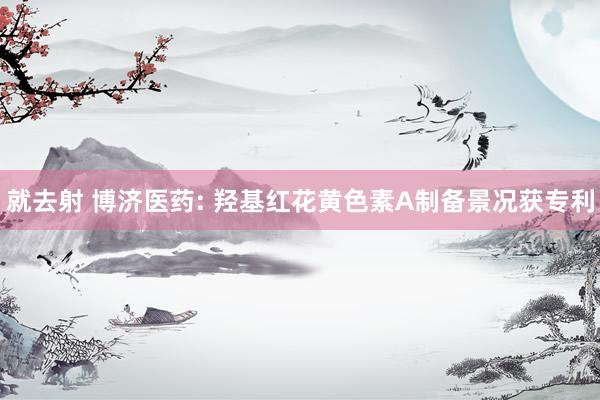 就去射 博济医药: 羟基红花黄色素A制备景况获专利
