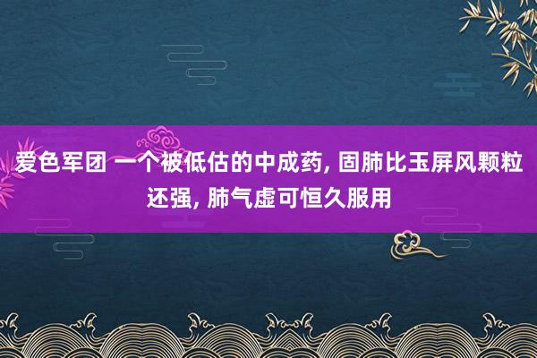 爱色军团 一个被低估的中成药, 固肺比玉屏风颗粒还强, 肺气虚可恒久服用