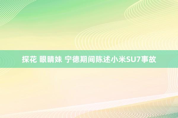 探花 眼睛妹 宁德期间陈述小米SU7事故